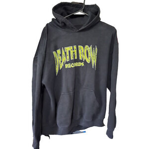 Death Row Records Men's Pullover Hoodie Sweatshirt Black Large Weed Bones